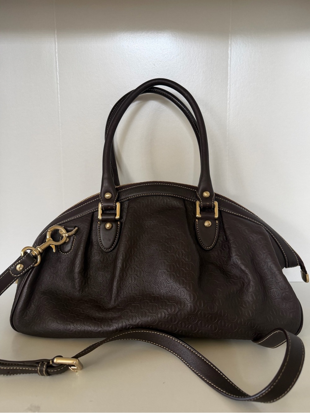 Louis Quatorze Luxury Aunthetic Brown Leather Satchel Bag From France